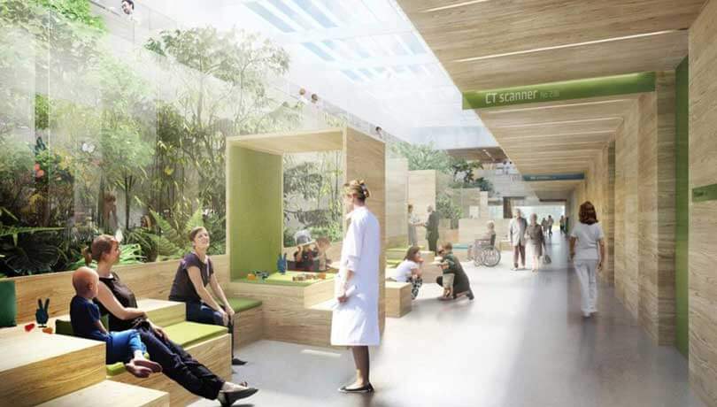 Visualisering af helende arkitektur på et hospital