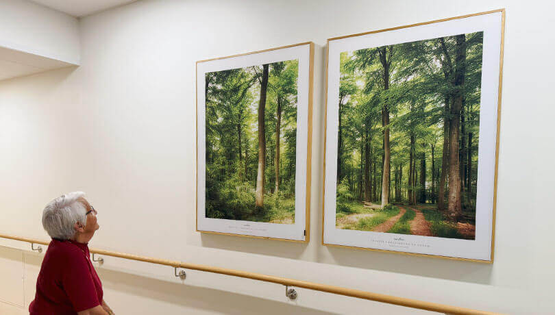 Demensvenlig kunst som tiltrækker sig opmærksomhed på et plejehjem